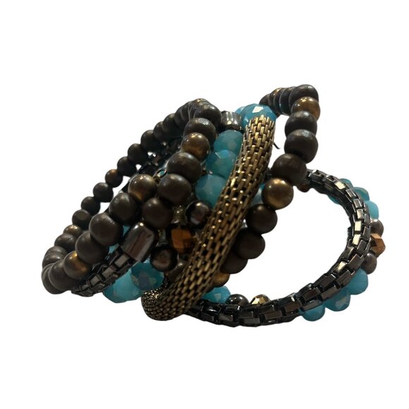 Bracelet Bangle One piece Funky Gold Black Teal Brown - Picture 4 of 5
